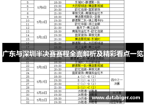 广东与深圳半决赛赛程全面解析及精彩看点一览